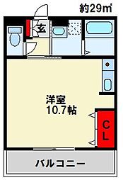 プリンスビル ワンルームの間取図画像