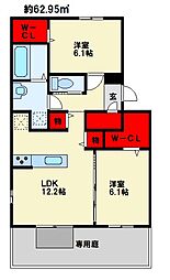 La Maison　NAKAI 3階2LDKの間取り