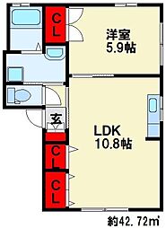 アコール1 1LDKの間取図画像