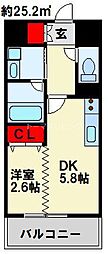 デザイナーズザ・レトロ 1DKの間取図画像