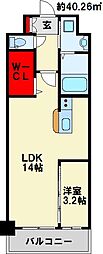 グランシャリオ三萩野 1LDKの間取図画像