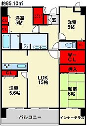 グランドパレスロイヤルコート大手町 4LDKの間取図画像