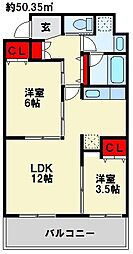 CPタワー 2LDKの間取図画像