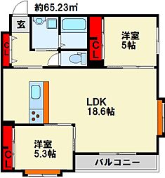 フォルツァドットミユ 2LDKの間取図画像