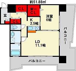 サンシャインプリンセス北九州 1LDKの間取図画像