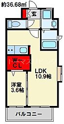 ギャラクシー西小倉 1LDKの間取図画像
