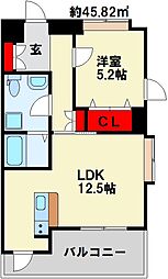 ビアリッツ 1LDKの間取図画像