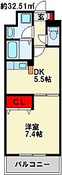 ベイプレイス小倉 1DKの間取図画像