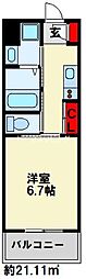 アミュゼ城野 1Kの間取図画像
