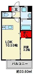 オーヴィジョンクラス浅香通り 1LDKの間取図画像