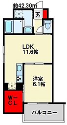アヴァンセ井堀 1LDKの間取図画像