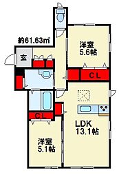 iテラスeast 2LDKの間取図画像