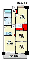 オークランドアサート小倉 3LDKの間取図画像