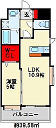 ニューサンリバー15番館 1LDKの間取図画像