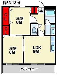 プラージュ門司港 2LDKの間取図画像