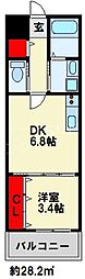 ギャラン竪町NEO 1DKの間取図画像