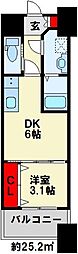 ギャラン竪町 1DKの間取図画像