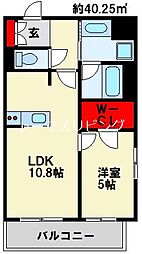 RJRプレシア西小倉駅前 1LDKの間取図画像