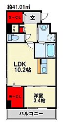 エンラージ・タワー 1LDKの間取図画像