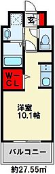 ニューサンリバー15番館 ワンルームの間取図画像