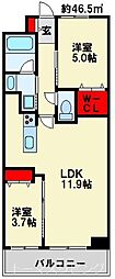 コンダクトレジデンス下城野 2LDKの間取図画像