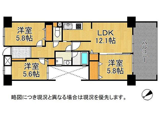 3LDKの広々とした間取りです