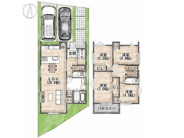 【参考プラン間取り図】級建築士×女性コーディネーター監修『ママに嬉しい家事ラク動線』設計