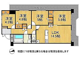 グリーンコーポ橿原 4LDKの間取図画像