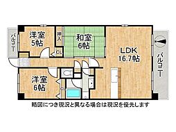 プランヴェール奈良新大宮 3LDKの間取図画像