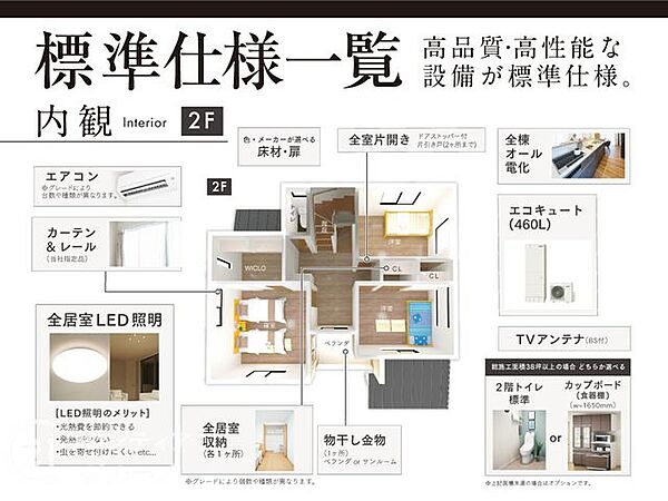 室内の建材・内装材・壁紙・照明は、プロのカラーコーディネーターによる統一感のある室内空間をデザイン。