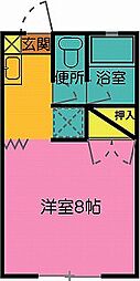グリーンヒルズB 1階1Kの間取り