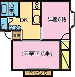 ヨコザワヒルズ2 2DKの間取図画像