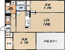 Dーresidence下田部B 2LDKの間取図画像