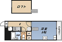 レオパレスウィニングロード 3階1Kの間取り