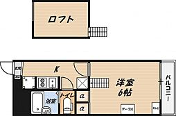 レオパレスK 2階1Kの間取り
