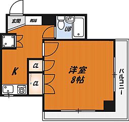 セントコージア城北 2階1Kの間取り