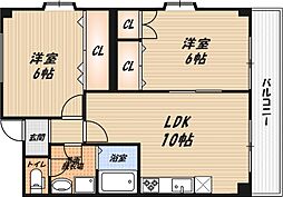 ハーベスト高槻 3階2LDKの間取り