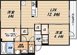 (仮称)D-ROOM高槻市宮田町3丁目PJ 1階2LDKの間取り