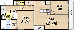 ブリオ安満 A棟 2LDKの間取図画像