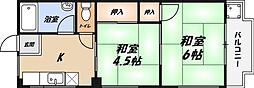 シエテ高槻2 2Kの間取図画像