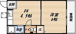 稲荷の森ハイツ 1DKの間取図画像