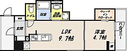D'TOWER城北 1LDKの間取図画像
