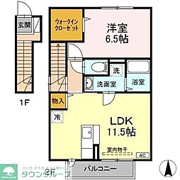 JR青梅線 小作駅 徒歩21分の賃貸アパート 2階1LDKの間取り