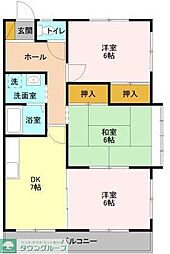 農住メゾンサニーホームズＡ 2階3DKの間取り