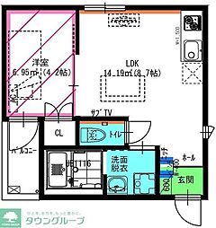西武新宿線 入曽駅 徒歩2分の賃貸アパート 3階1LDKの間取り