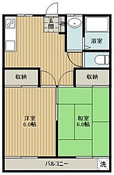 第一いずみ荘 2DKの間取図画像