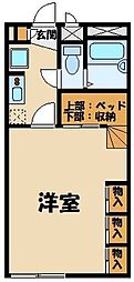 レオパレス一本杉II 2階1Kの間取り