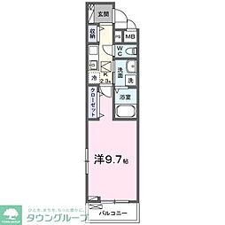 東武東上線 若葉駅 徒歩4分の賃貸アパート 1階1Kの間取り