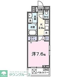 東武東上線 若葉駅 徒歩4分の賃貸アパート 3階1Kの間取り