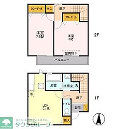 メゾンベールＭ 2階2LDKの間取り
